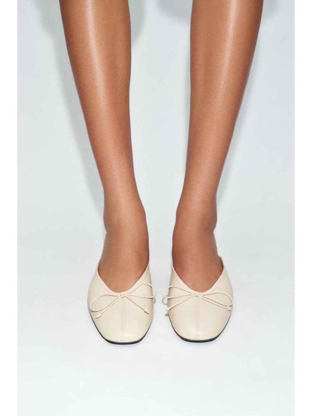 ZARA LEATHER SLINGBACK BALLET FLATS WITH BOW - Picture 2 of 6